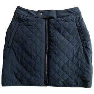 Athleta Apres Ski Quilted Mini Skirt Sz 6 Black Front Full Zip